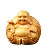 [Lhyxuuk] Hotei Statue, Wood Carving, Mini Seven Lucky Gods, Wood Hotei Figure (Smiling Hotei)