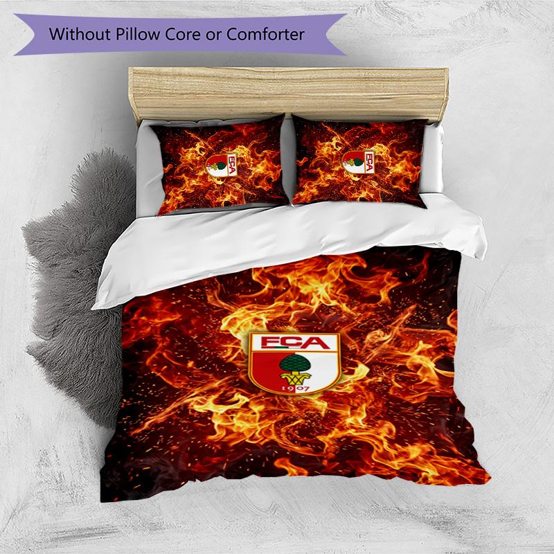 FC Augsburg FC Printed 3PCS Bedding Set Breathable Duvet Cover with Pillowcases Decorative Bed Linen for Bedroom Home