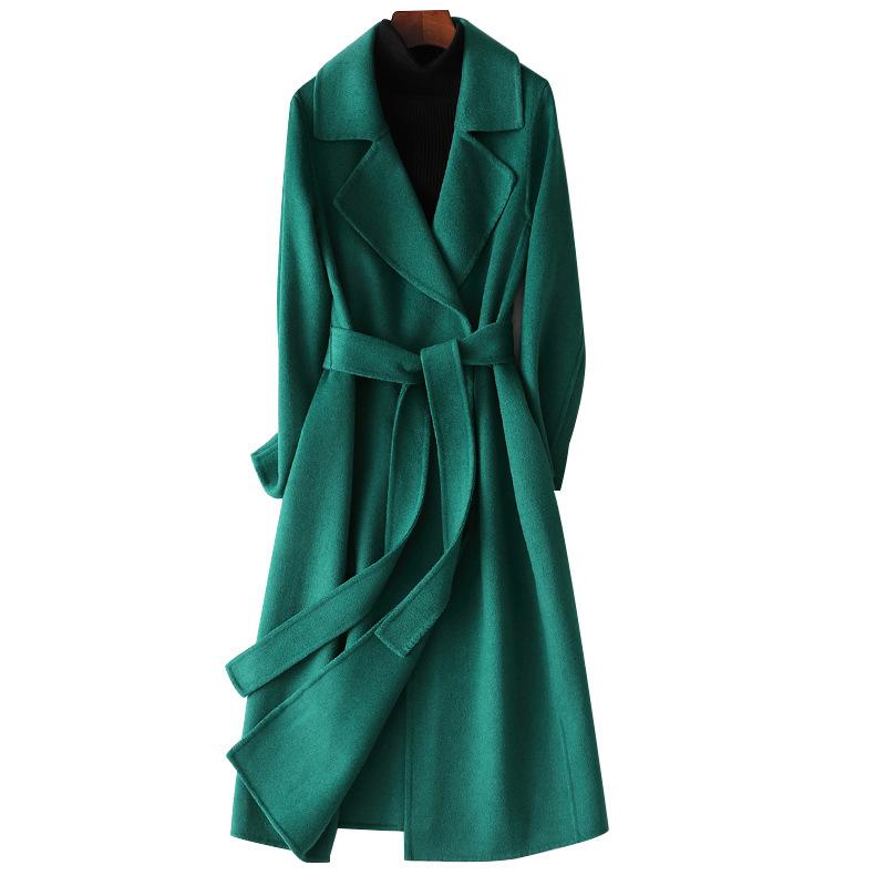 Autumn and Winter New Double-sided Woolen Cashmere Coat Women's Long Slim and Thin High-end Fashion Fashion Woolen Coat