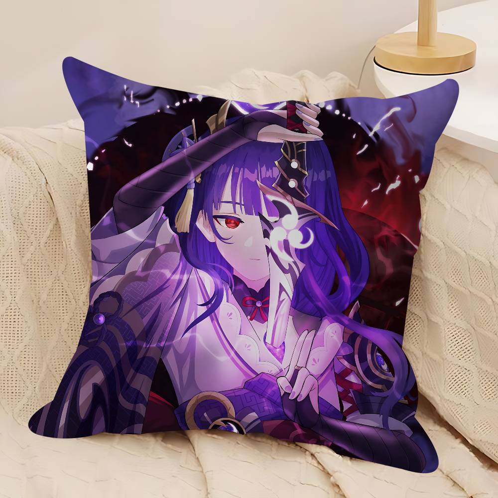 G-Genshin Impact Raiden Shogun Dekorative Raumästhetik Kissenbezug Heimdekor Schlafzimmer Sofa Bett Couch Kissenbezug 45x45