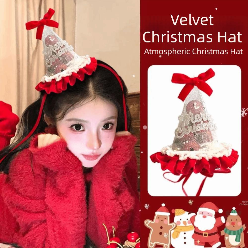 Red Velvet Christmas Hair Clip Shiny Sequin Xmas Headpiece Christmas Hat Hairpin Kids