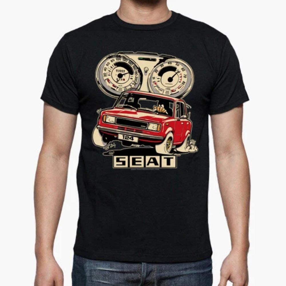 Hot Sale Vintage Classic Spain S E A T 124 Small Family Car T Shirt. New 100% Cotton Short Sleeve O-Neck T-shirt Casual Mens Top