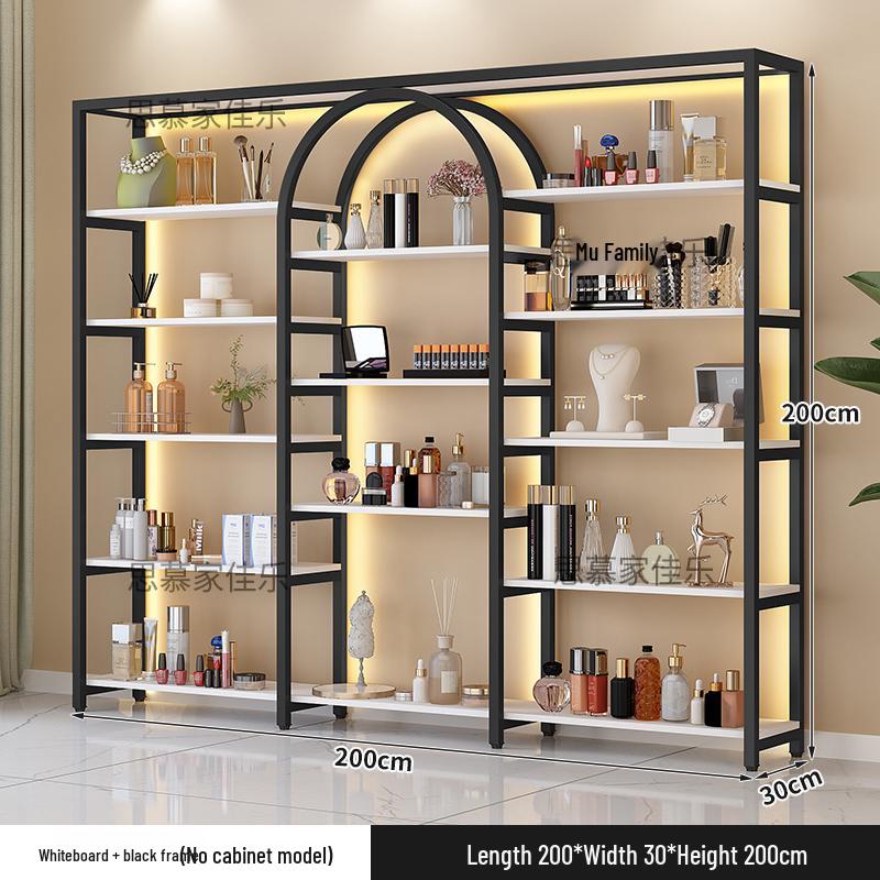 Illuminated Multi-Layer Cosmetic Display Shelf for Salons and Barbershops