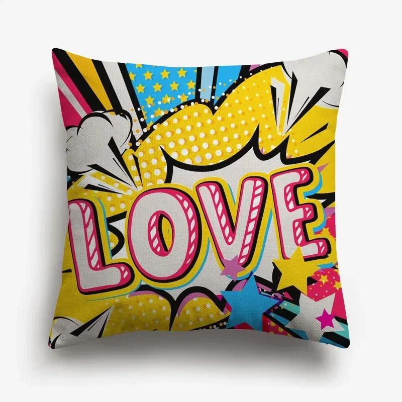 American POP ART Cushion Covers BANG WOW BOOM POW Cushion Cover Home Decorative Linen Pillow Case for Sofa Couch