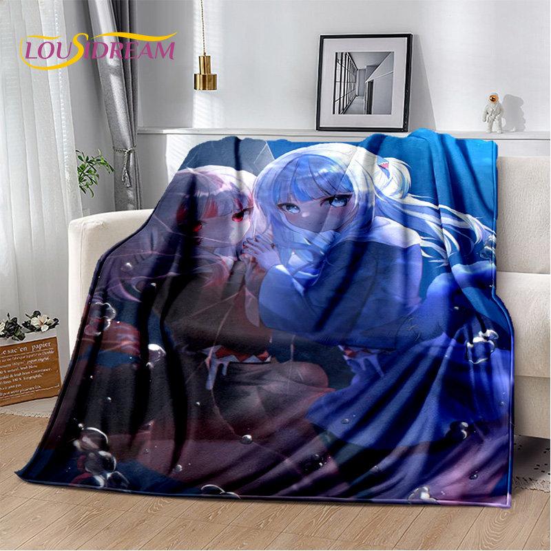 Gawr Gura Hololive Cute Anime Soft Plush Blanket,Flannel Blanket Throw Blanket for Living Room Bedroom Bed Sofa Picnic Cover Kid