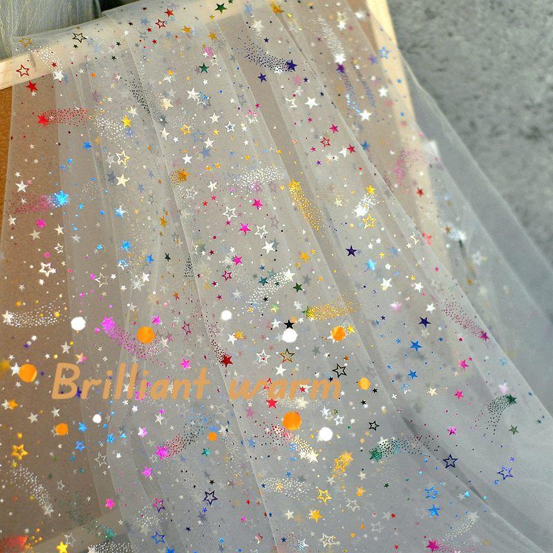 150cm Breit 1m/Charge Sternennetz Pailletten Sternenhimmel Stoff Vorhänge Netz Hochzeits-Hintergrund Dekorationsmaterialien DIY Nähen