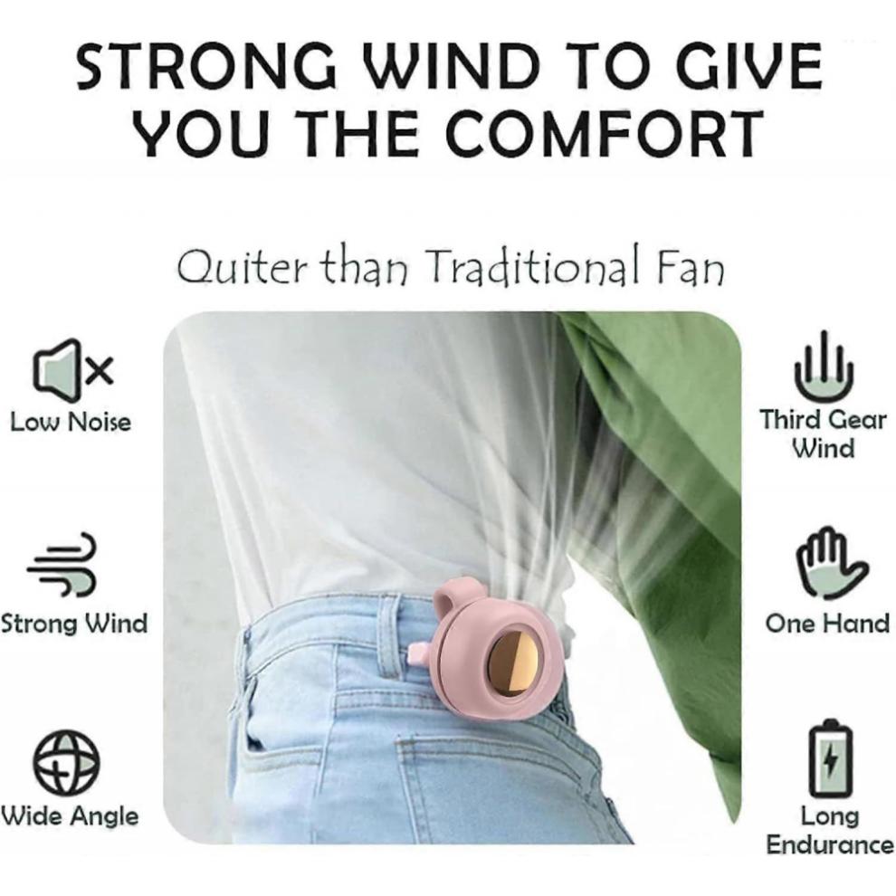 (Green) Portable Silent Mini Bladeless Fan Clip-on, Mini Fan with Clip, 2025 New Model, Adjustable 3-Speed Wall Hanging Fan, Compatible with Out