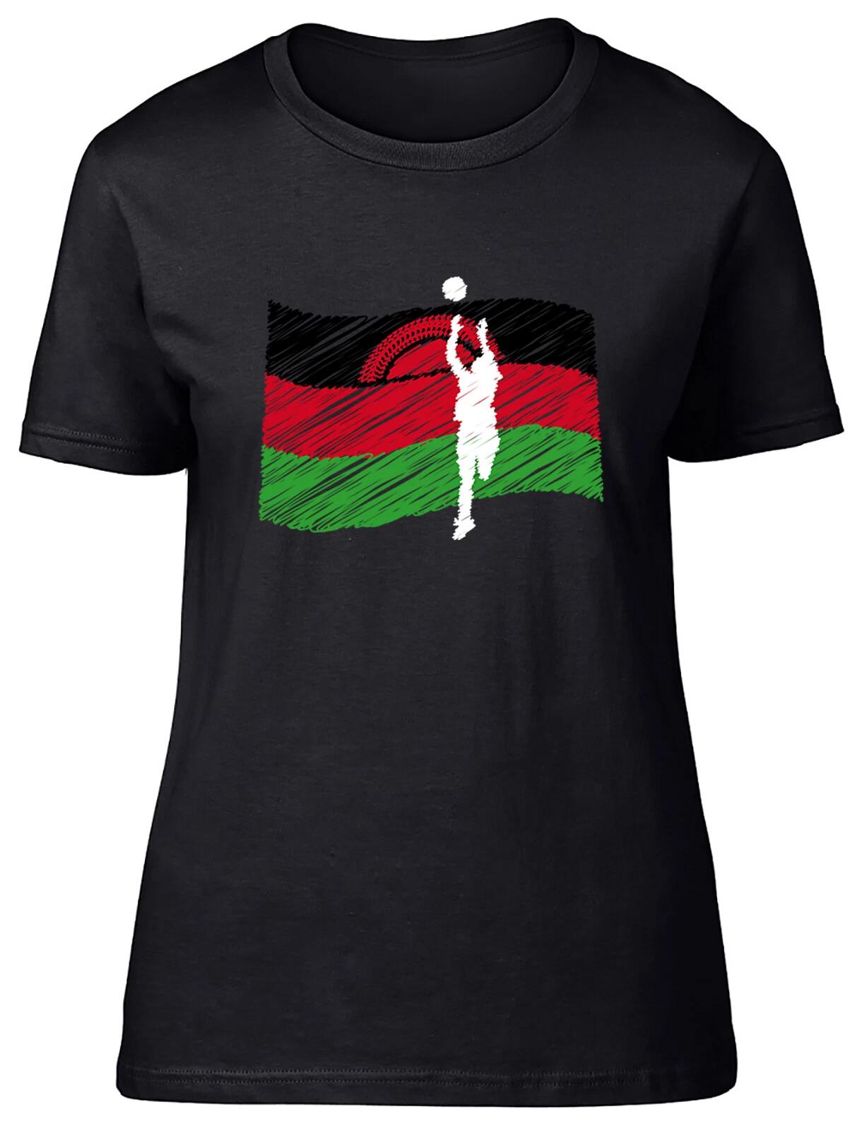Netball Malawi Flag Fitted Womens Ladies T Shirt XXXL