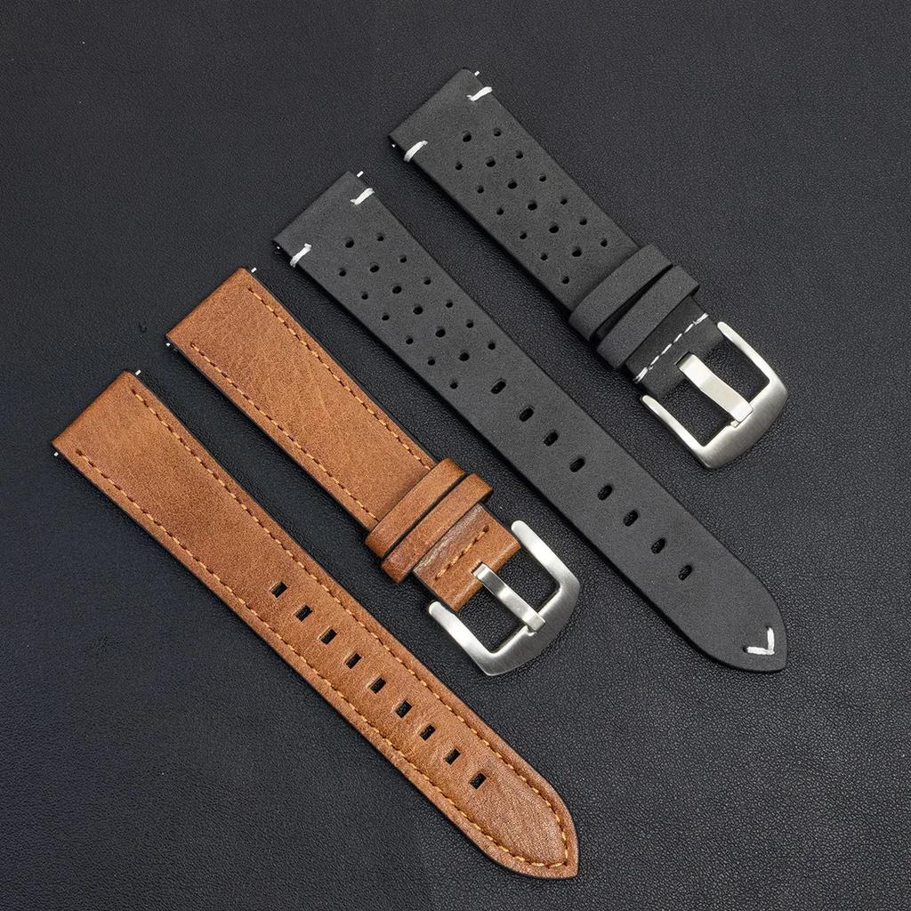 2 szt. 20mm Skórzany Oddychający Pasek dla Samsung Galaxy Watch 7 6 5 4 40/44mm 6Classic 5Pro Pasek 22mm dla Huawei GT5 3 4Pro Pasek do Zegarka