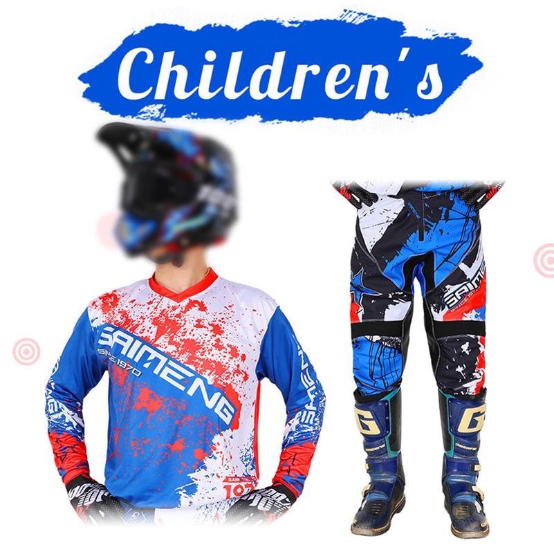 Conjunto de equipamento de motocross para crianças Kits de Jersey e Calça Juvenil criança verde Motocicleta preta 3 4 5 6 7 8 9 10 anos Fato de Off-road azul laranja Enduro cross menino menina