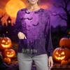 Women Casual Long Sleeve Button Up Cardigan Halloween Ghost Print Lightweight Knit Sweater Top for Caregivers and Everyday Wear