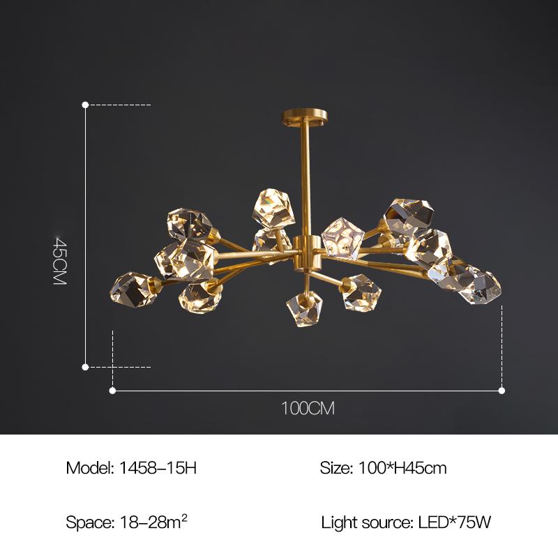 Modern Luxury Style LED Chandelier For Living Room Bedroom Dining Room Kitchen Ceiling Lamp Gold Copper Crystal G9 Pendant Light