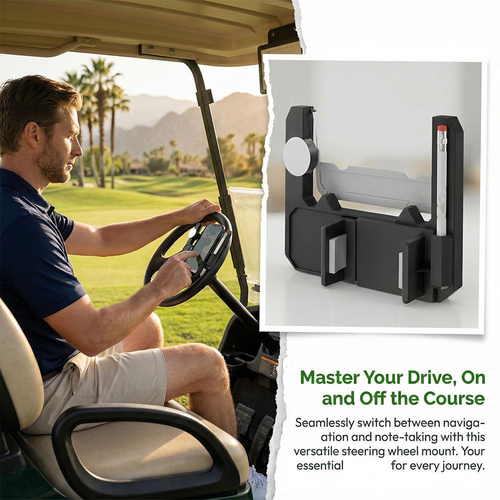 Golf Cart Phone Holder for Steering Wheel Flip Up Cell Phone Mount Car Golf Cart Accessories for Smartphone