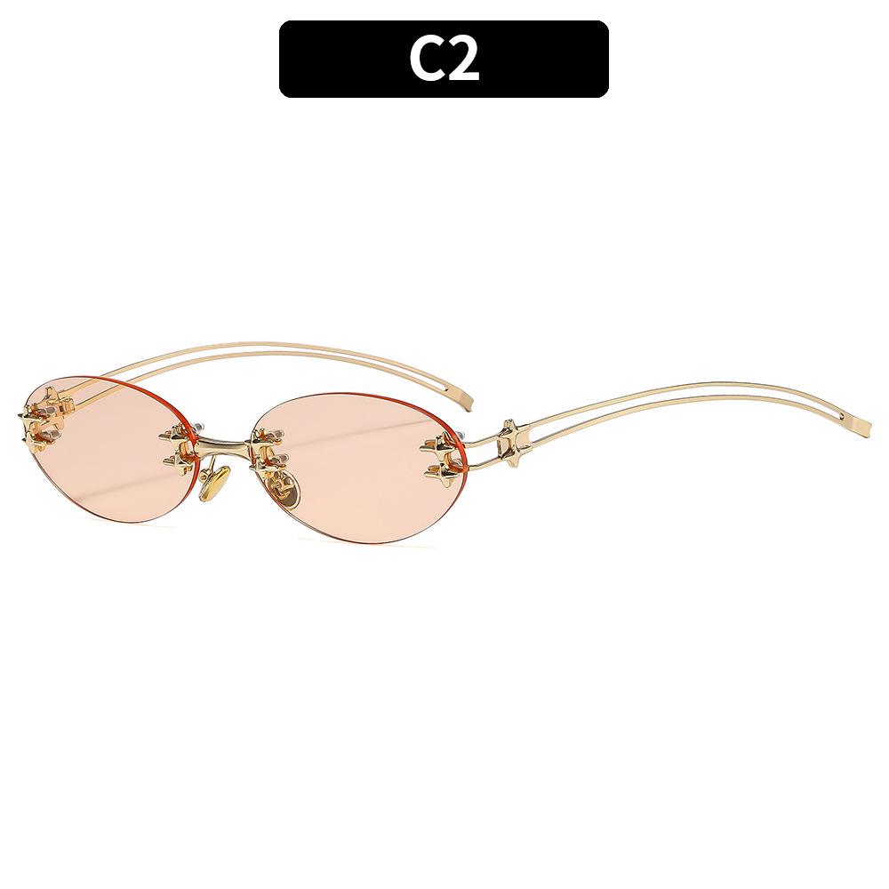 Ladies Sunglasses, Fashion Oval Sunglasses, Frameless Star Sunglasses