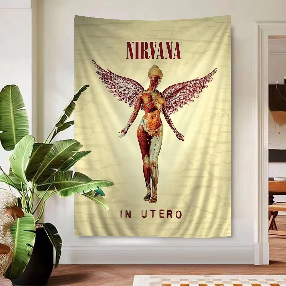 Arazzo Nirvana In Utero, Stendardo in Poliestere Resistente allo Sbiadimento per Soggiorno Sala Musicale Stanza del Dormitorio Decorazione, Uso Interno Esterno