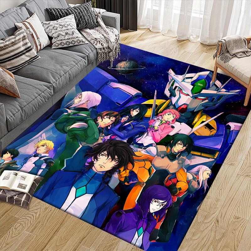Mobile Suit Gundam Epic Battle Square Area Rug, Non-Slip Floor Mat for Bedroom, Perfect Gift for Mecha Fans.chl