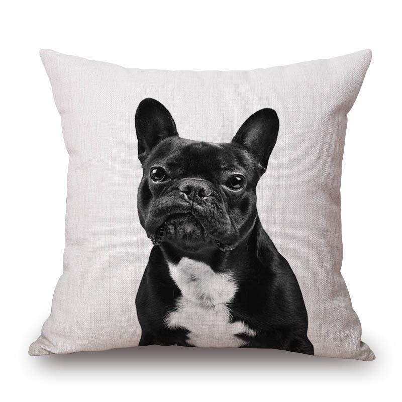 Adorable Cute French Bulldog Pattern Linen Throw Pillow Case For Trendy Home Decor