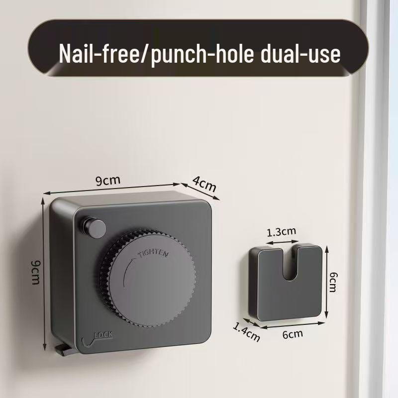 Dual-Line Retractable Indoor Clothesline, Wall-Mounted Stainless Steel, No-Drill Installation