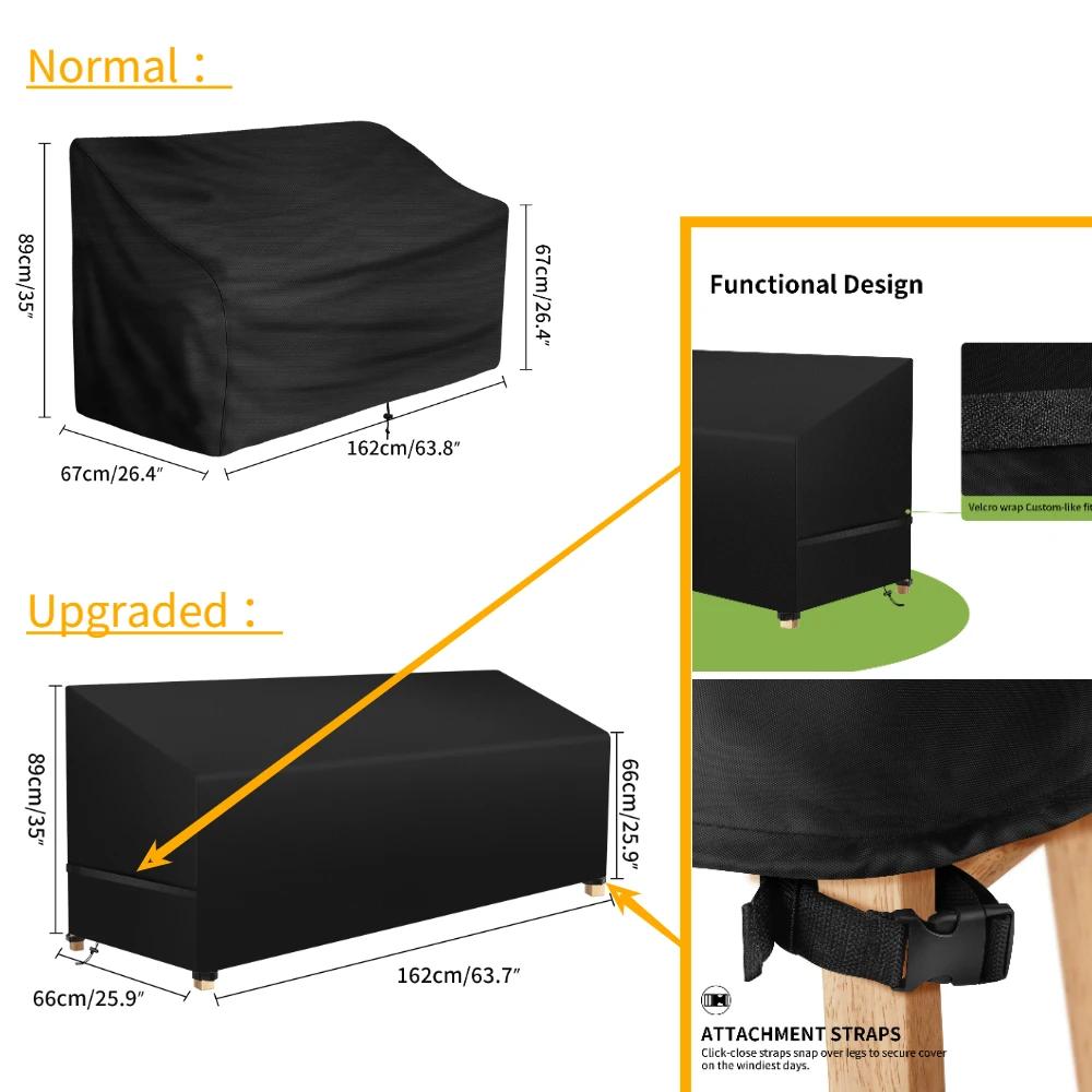 162x66x66x89CM Garden Bench Seat Cover Waterproof 210D Oxford Garden Bench Furniture Cover 3 Seater Outdoor Chairs Covers