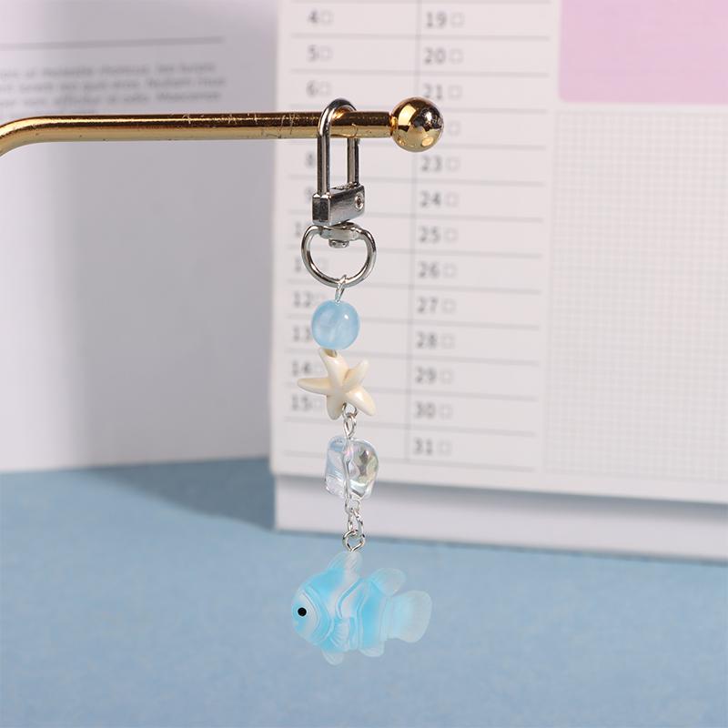 Y2K Blue Sea Fish Starfish Phone Charms Pendant Cute Bead Handmade Sweet Girl Keychain For Bag Camera Hanging