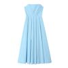 French Retro Solid Color Sleeveless Pleated Design Medium and Long Tube Top Dress Women's European and American Seaside Vacation Dress