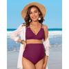 CHARMLEAKS Maternity Swimsuit Women Two Piece High Waist Bikini Scallop Trim Bathing Suit Pregnancy Swimwear