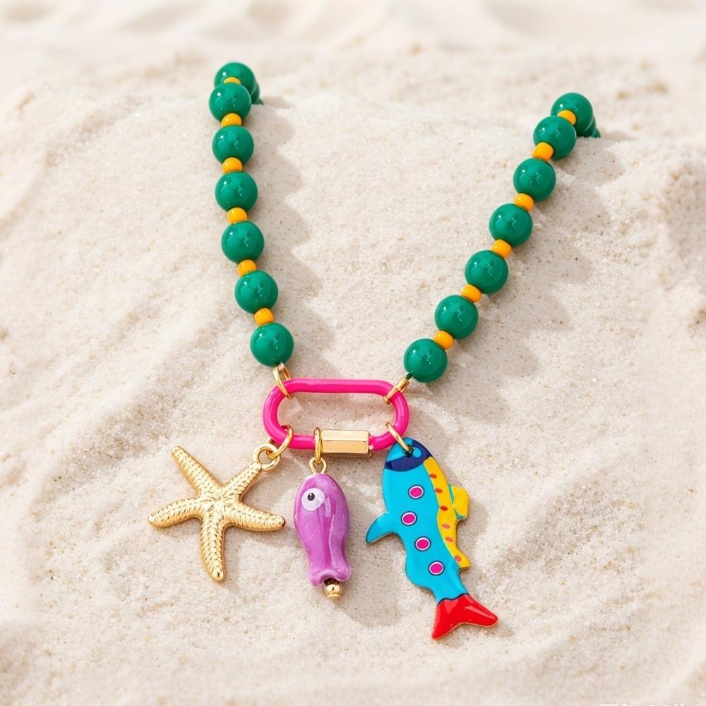 Colorful Beads Fish Starfish Pendant Necklace Jewelry Gifts Boho Necklace For Women