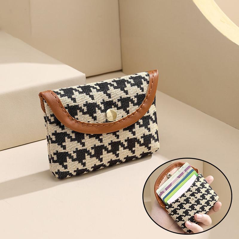 Mini Square Plaid Canvas Lipstick Makeup Bag Plaid Coin Wallet Large Capacity Storage Bag
