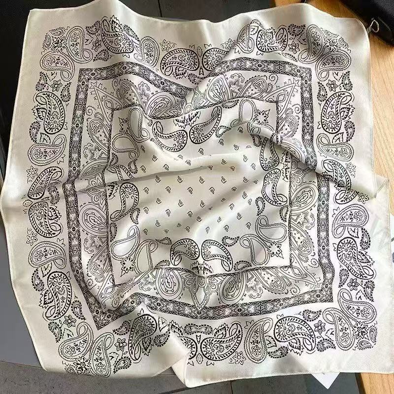 New silk scarf women's fashion versatile sense 70 square scarf neck protection scarf spring and autumn retro scarf tied bag