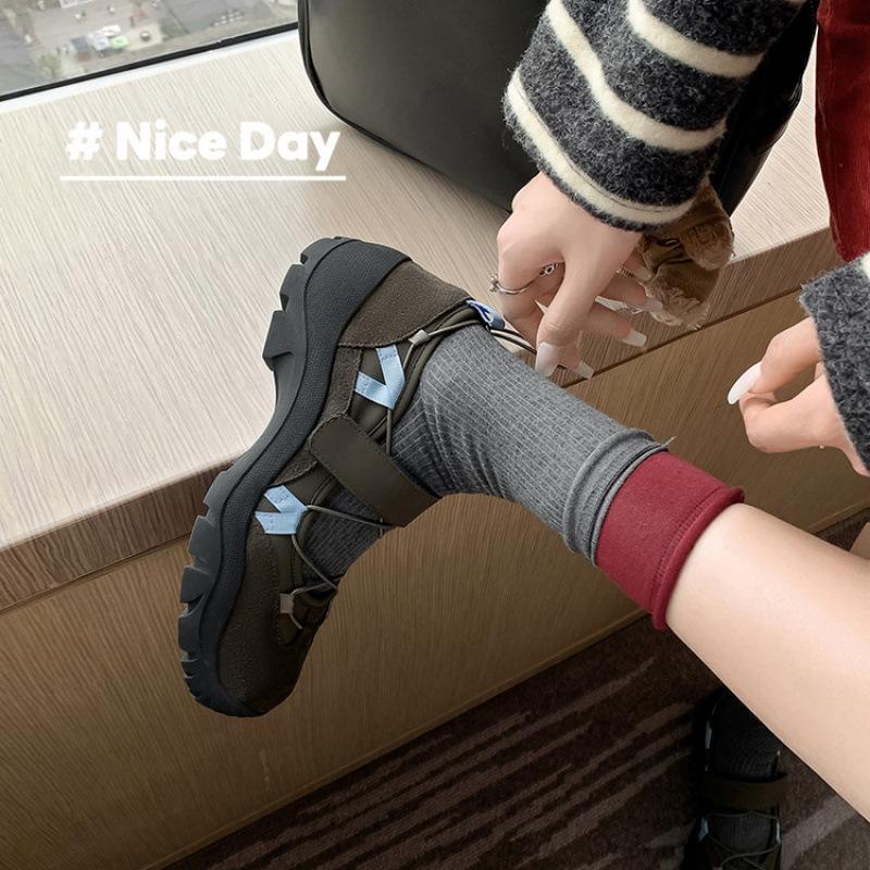 New round head women's loafers color matching four seasons wear one pedal light mouth casual rubber soft sole women's low-top shoes