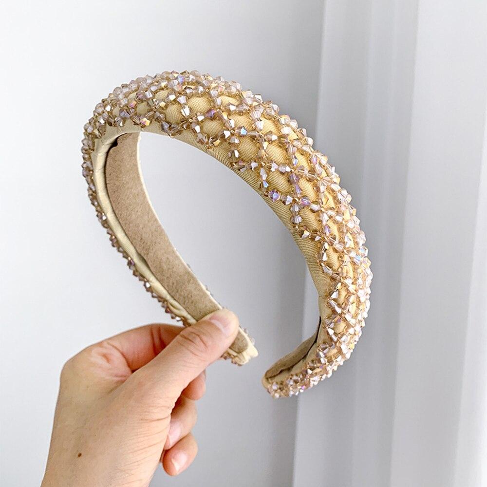 Fodattm - Cerchietto per capelli da donna con strass a tesa larga, di alta qualità, colore: Champagne