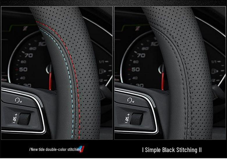 Hongqi Ultra-Thin Genuine Leather Steering Wheel Cover - All-Season, Universal Fit
