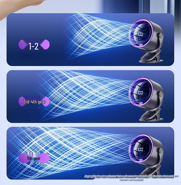 Rechargeable Mini USB Clip-on Desktop Fan with Digital Display for Home, Office, and Dorm.