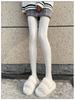 Japanese JK Milky White Pantyhose Knitted Twist White Stockings Women's Autumn and Winter Fleece Thickened Warm Cotton Leggings