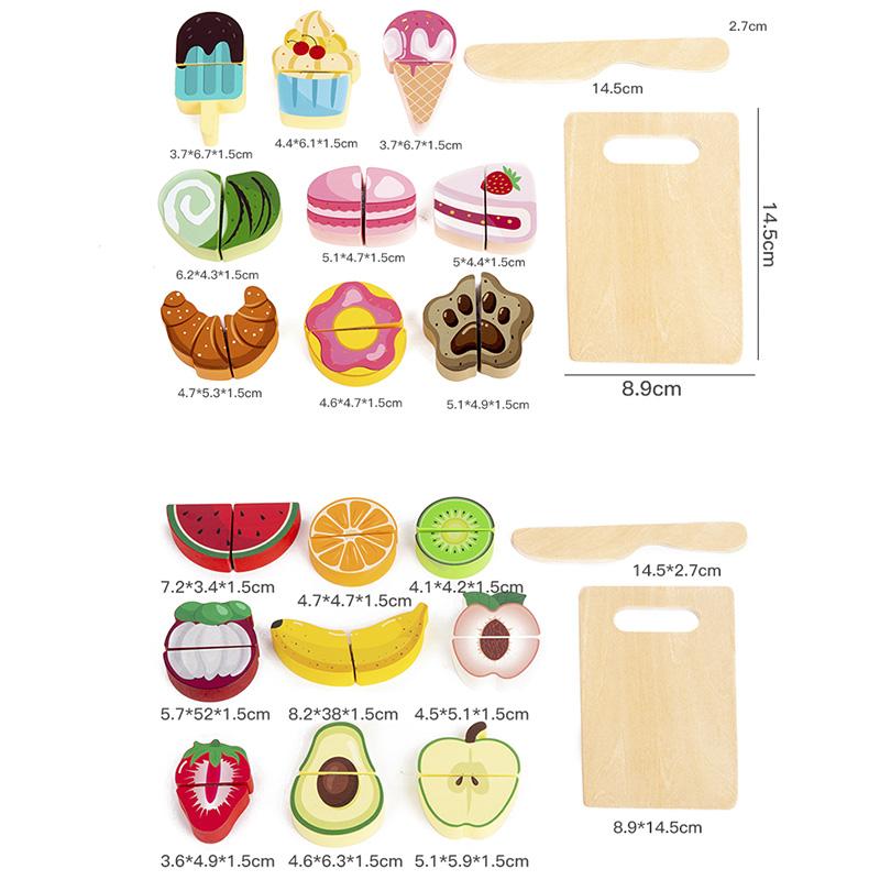 Simulation Kitchen Pretend Toy Wooden Classic Game Educational Toy For Children Kids Gift Cutting Fruit Vegetable Food Set