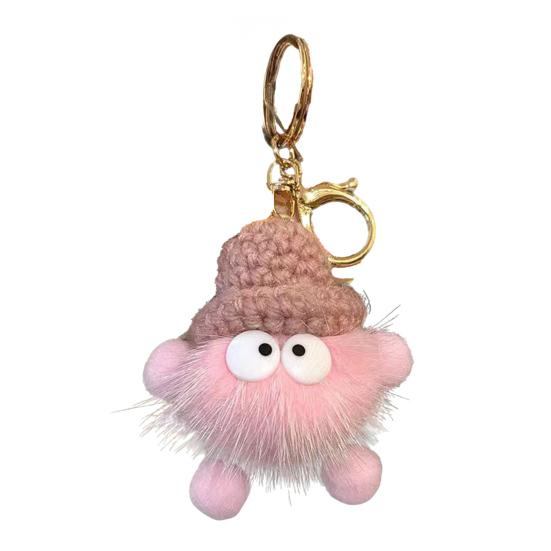 Keychain Imitation Mink Hair Cartoon Doll Charm Key Ring Fade-Resistant Compact Lightweight Backpacks Car Key Holder