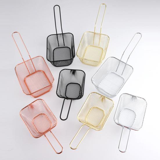 French Fry Serving Basket Mini Chips Deep Fry Baskets Stainless Steel Food Presentation Strainer Ergonomic Grip Fryer Accessory