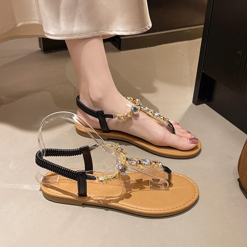 Fashion Summer New Slippers Pvc Transparent Woman 2025 Party Flip Flops Luxury Crystal Women Flats Sandals Bow Fashion Clip Toe Shoes