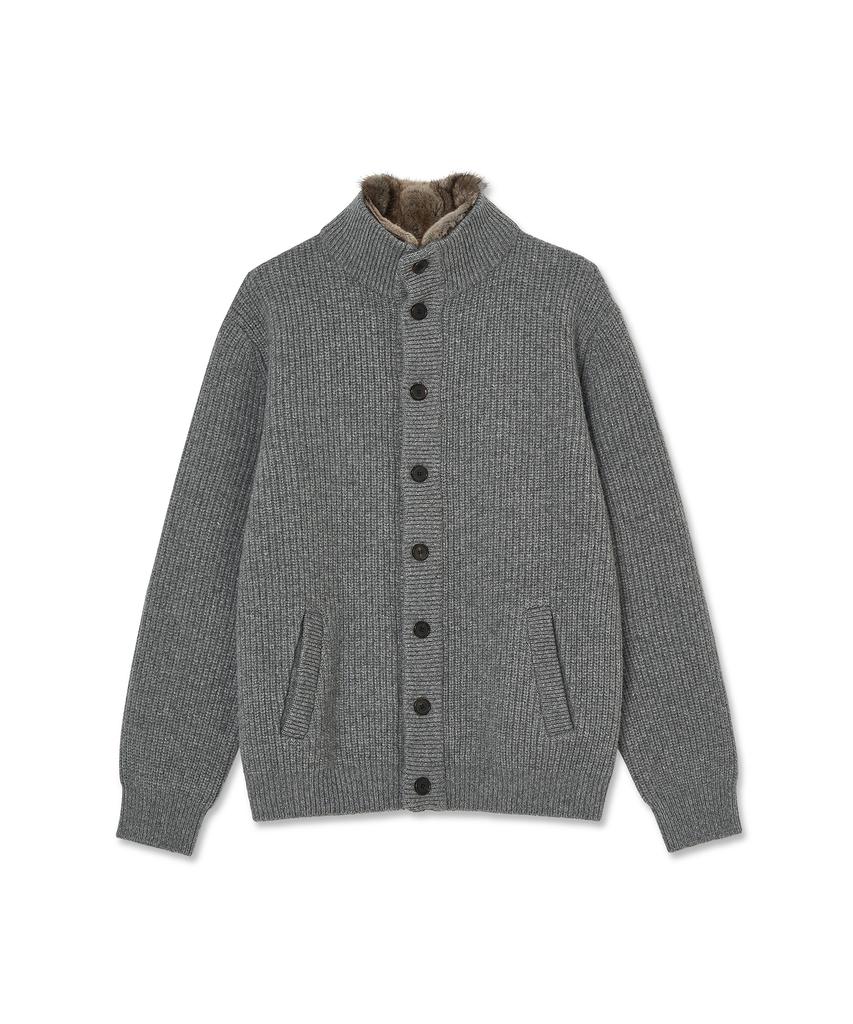 IOLO Merino Wool Knit Fur Jacket_Gray