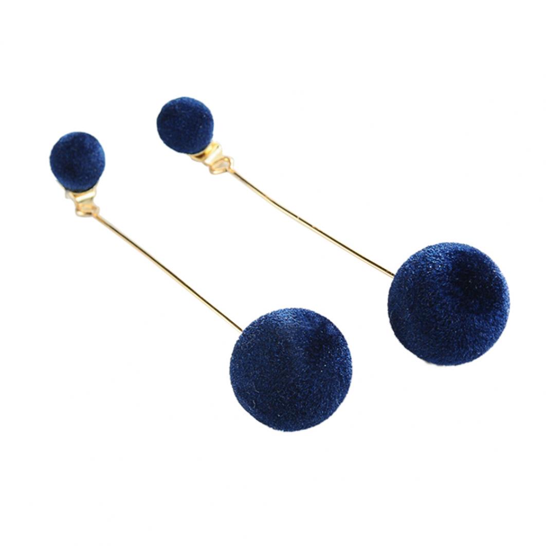 

Элегантная цепочка с меховым шариком, длинные висячие серьги, женские ювелирные изделия, подарок сапфир синий