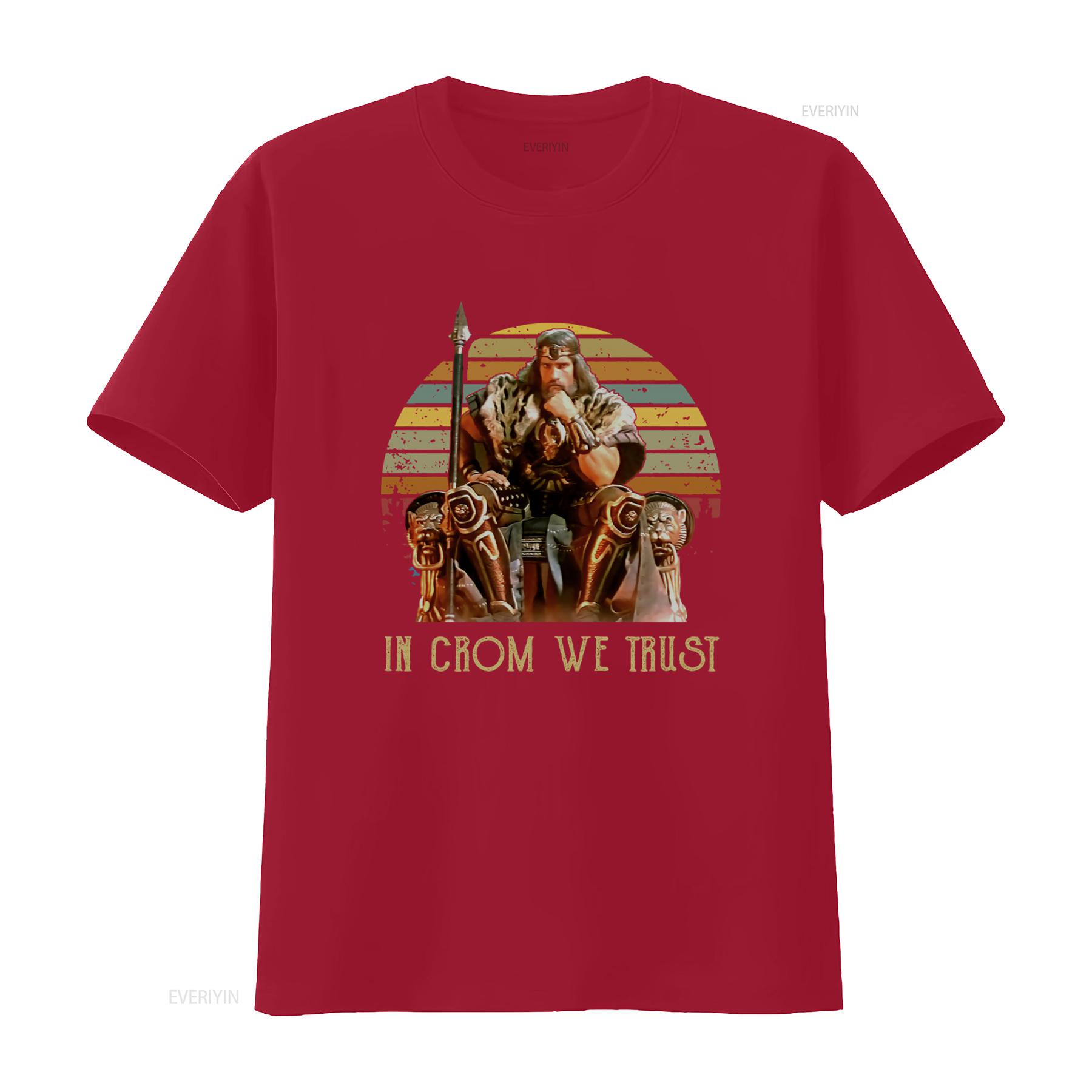 Conan The Barbarian Movie Corin Action T shirt in Dark Heather Crom We Trust Design vintage Washed streetwear S