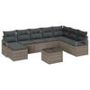 9 Piece Sofa Set with Cushions and Storage Light Grey Poly Rattan