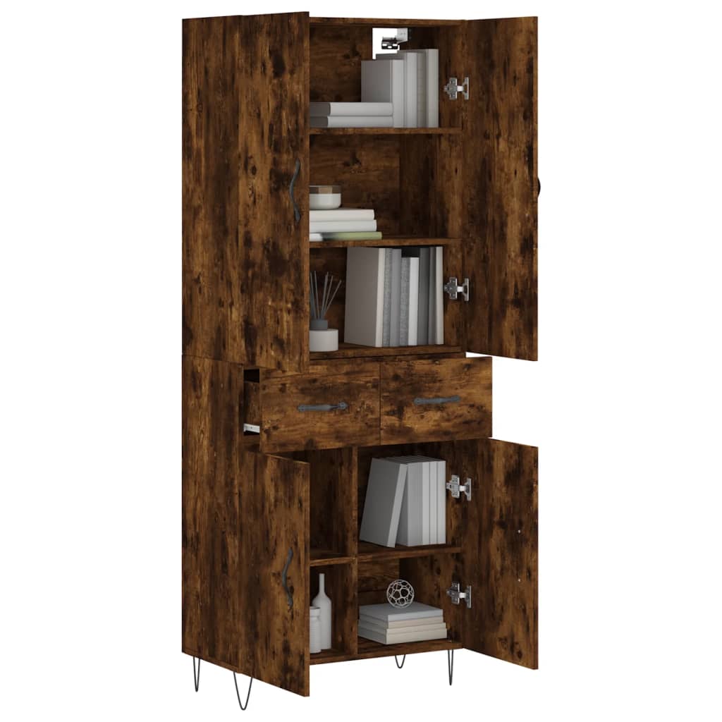 Vidaxl Witrynka Przydymiony Dąb 69,5X34X180 Cm Materiał Drewnopochodny