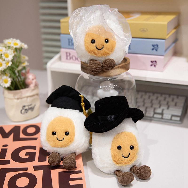 Funny Boiled Egg Graduation Stuffed Toy Cute Food Plush Accessories Fun Graduations Gift