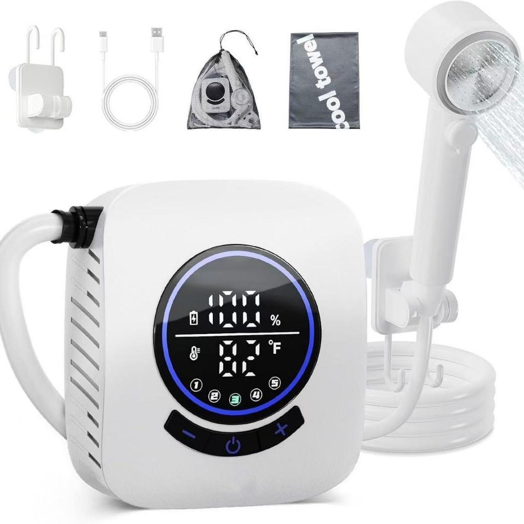 Set de douche portable léger 8000 mAh pour extérieur Pompe de bidet rechargeable pour camping Kit de bain pour animaux de compagnie Étanche IPX8