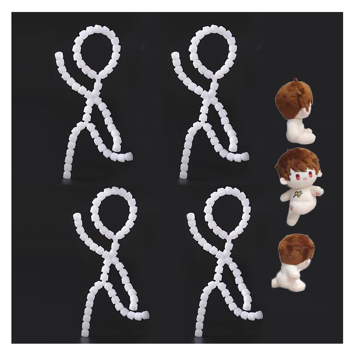 Yurika Игрушка Скелет Плюшевая Игрушка Скелет, 15 см, Подвижный Скелет, Набор из 4 шт., Скелет Куклы, Подвижный Скелет, Скелет для DIY, Скелет-Маскот, Наполнитель