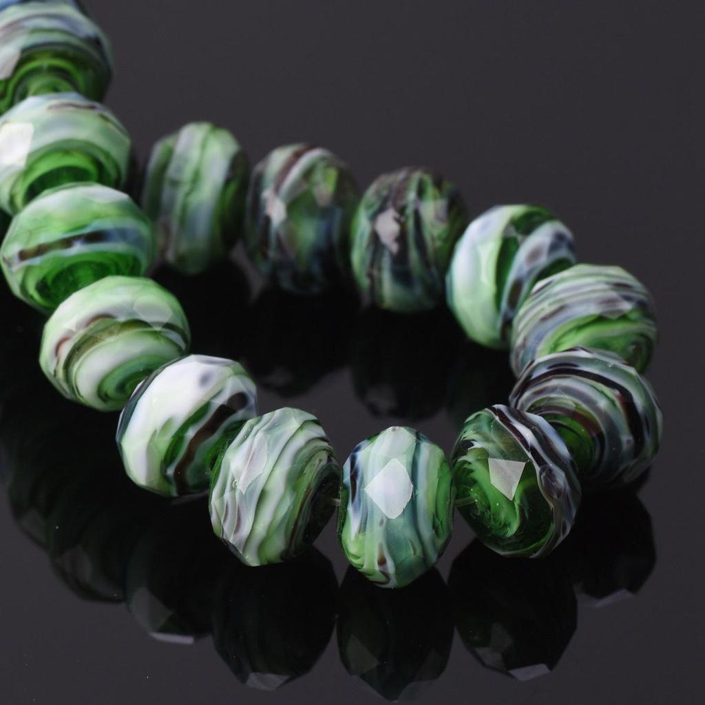 10pcs 12x8mm Rondelle Faceted Opaque Lampwork Glass Loose Spacer Beads For Jewelry Making DIY Crafts Findings