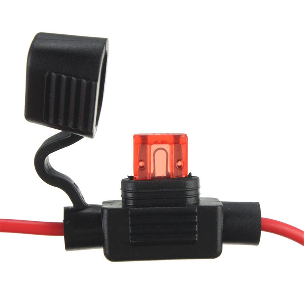 Waterproof Car Fuse Holder 3A Purple Small 16 Wire 20cm 10A Red Medium 18 Wire 30cm Waterproof Car Plug-in Straight Fuse Holder