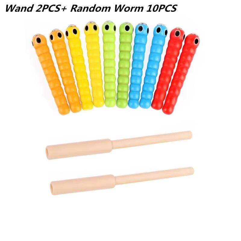 Montessori Educational Wooden Toys Wand Worms For Catch Worm Game Strawberry Grasping Baby Wooden Children Toys Accessories
