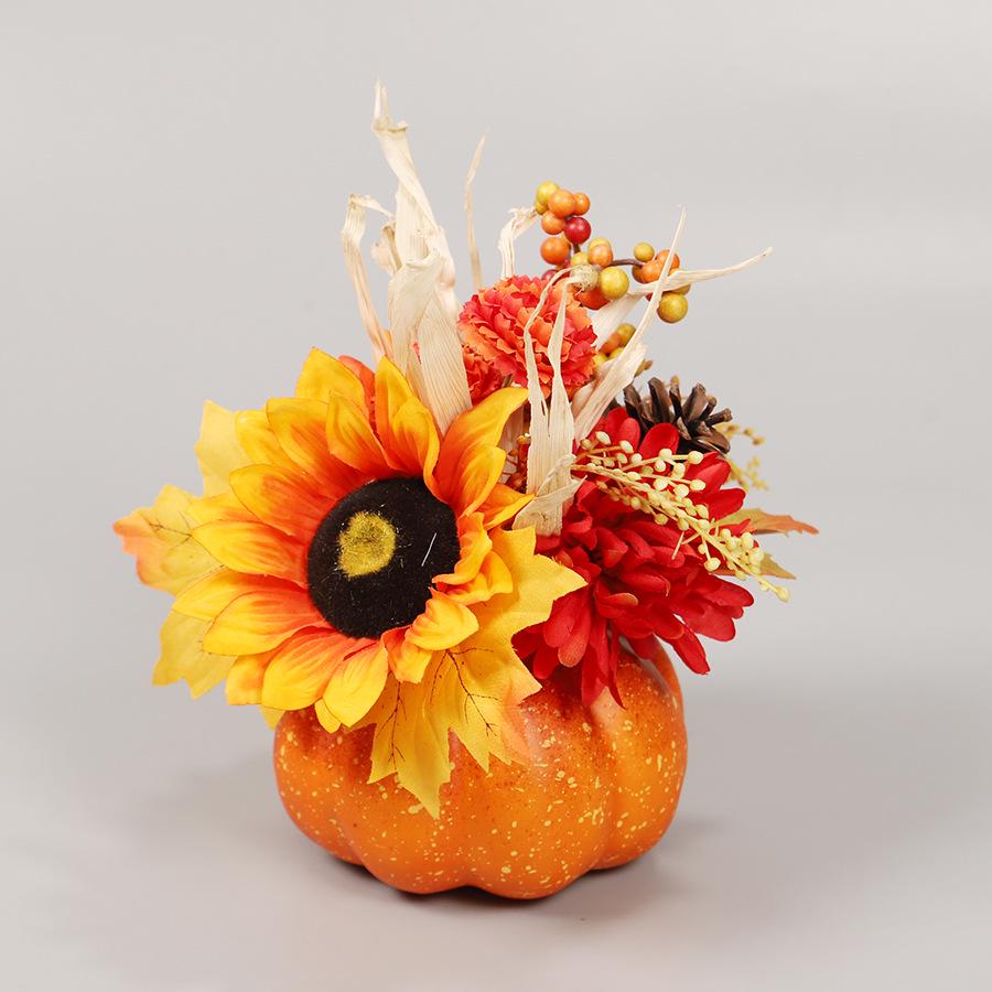 Autumn Harvest Sunflower & Pumpkin Mini Ornaments for Halloween Decor